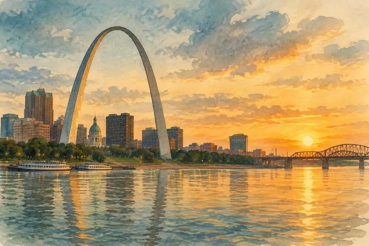 Watercolor of the Gateway Arch in St. Louis, Missouri