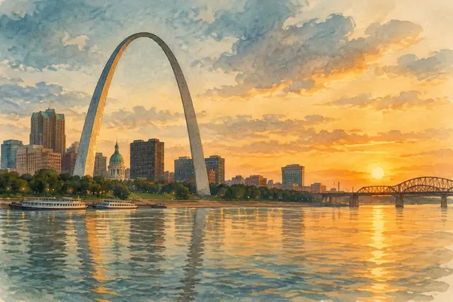 Watercolor of the Gateway Arch in St. Louis, Missouri