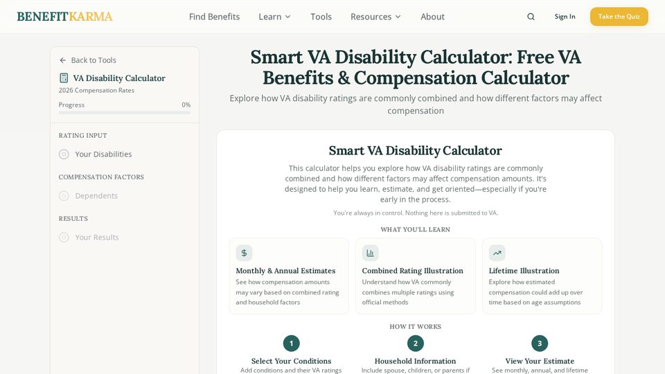Smart VA Benefit Calculator screenshot
