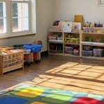 An Early Head Start preschool classroom with rugs, toys, and decor.